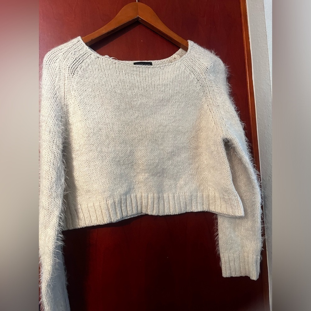 TopShop Knitted Fluffy Crop Jumper Sweater Sz 10 Women - Picture 5 of 10